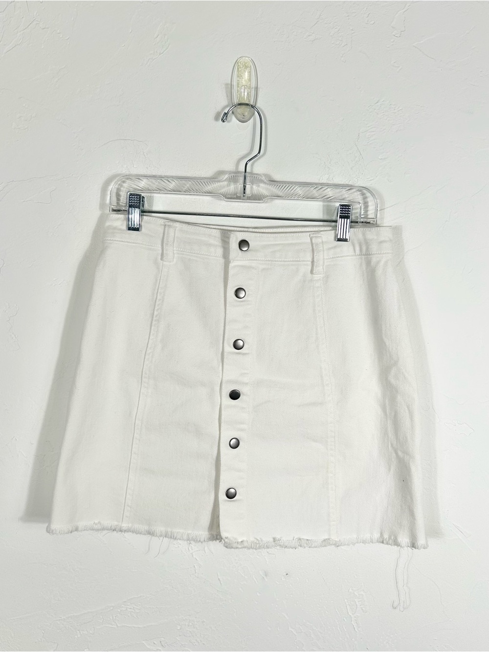 Harper Heritage White Denim Button Front Mini Skirt